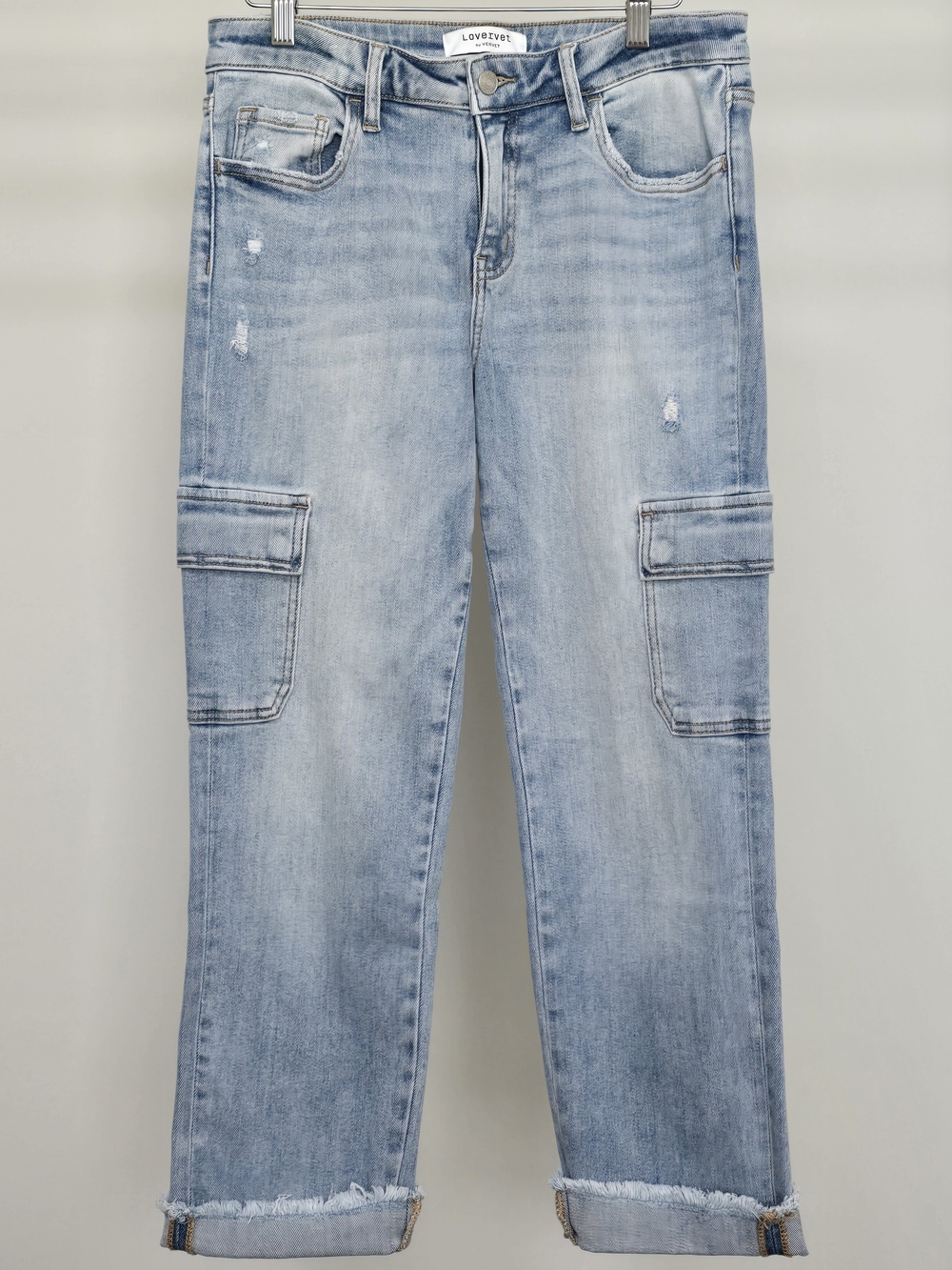 Vervet Light Wash Straight-Leg Cargo Jeans